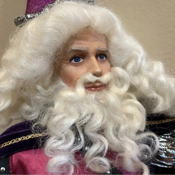 Franklin Mint Merlin Magician Wizard Camelot Series Porcelain Doll Hat Staff - Picture 3 of 12